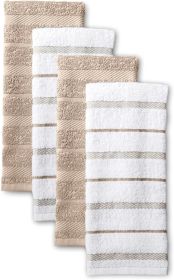 Kitchen Towel 4-Pack Set, Milkshake Tan/White, 16"x26"
