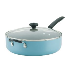 6 Quart Nonstick Jumbo Cooker / Saute Pan / Chef's Pan with Tempered Glass Lid, Dishwasher Safe, Aqua