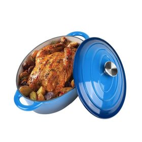Household Dutch Oven Pot with Lid for Stews/Cooking (Color: Blue, Type: 4.5 Quart)